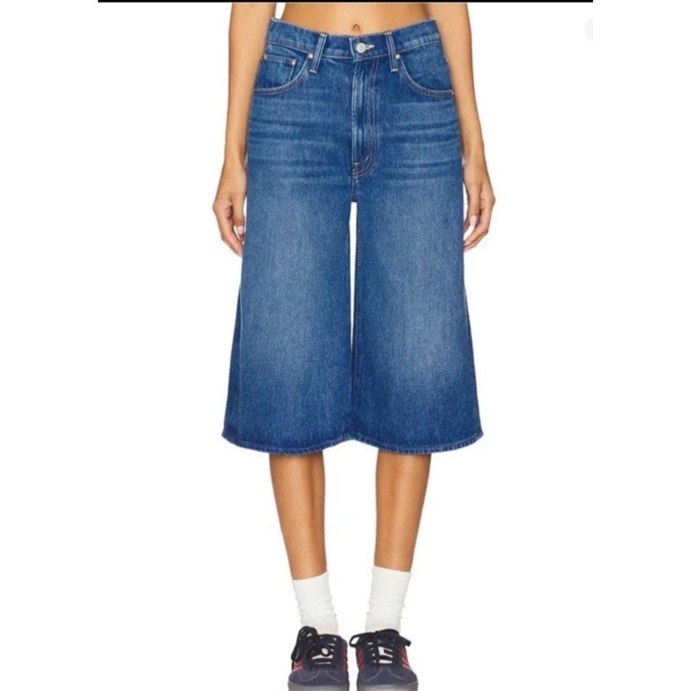 MOTHER Blue Wide-Leg Denim Culottes